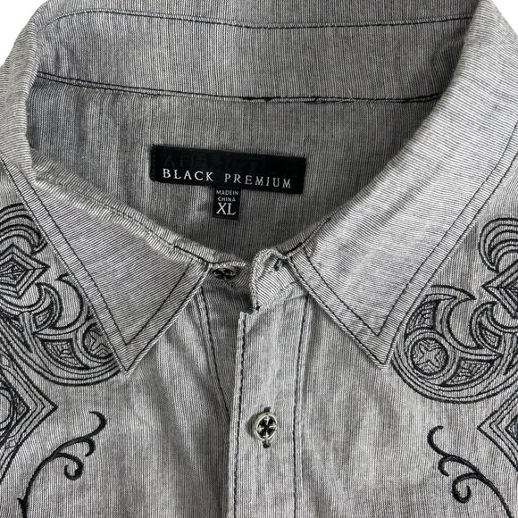 Affliction Y2K Button Up Edgy Grunge Long Sleeve Cotton Shirt, Size XL - Picture 9 of 15